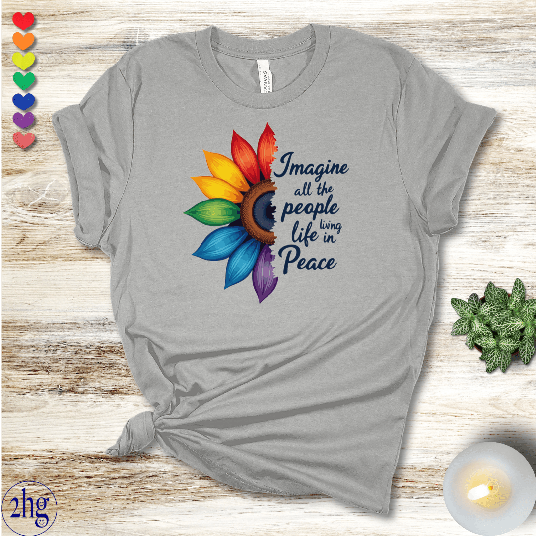 Printify T-Shirt Athletic Heather / S Imagine all the people living life in Peace