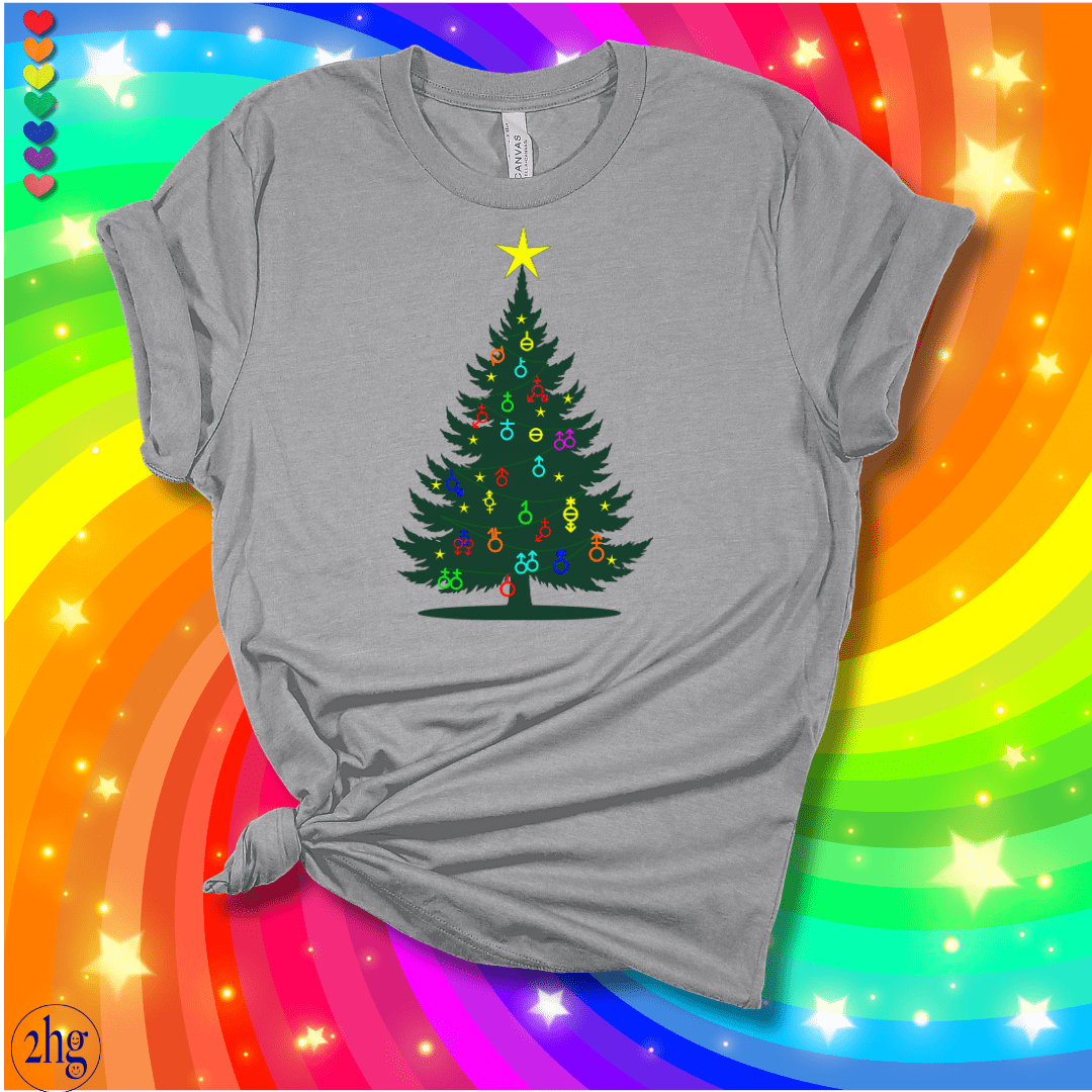 Printify T-Shirt Athletic Heather / S Merry Christmas to ALL! Gender Symbol Ornaments Christmas Tree