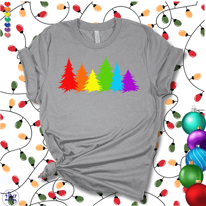 Printify T-Shirt Athletic Heather / S Rainbow Christmas Trees