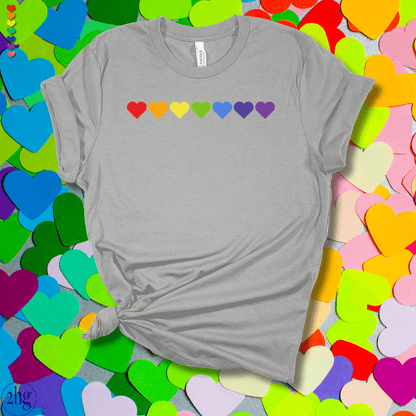 Printify T-Shirt Athletic Heather / S Rainbow Hearts