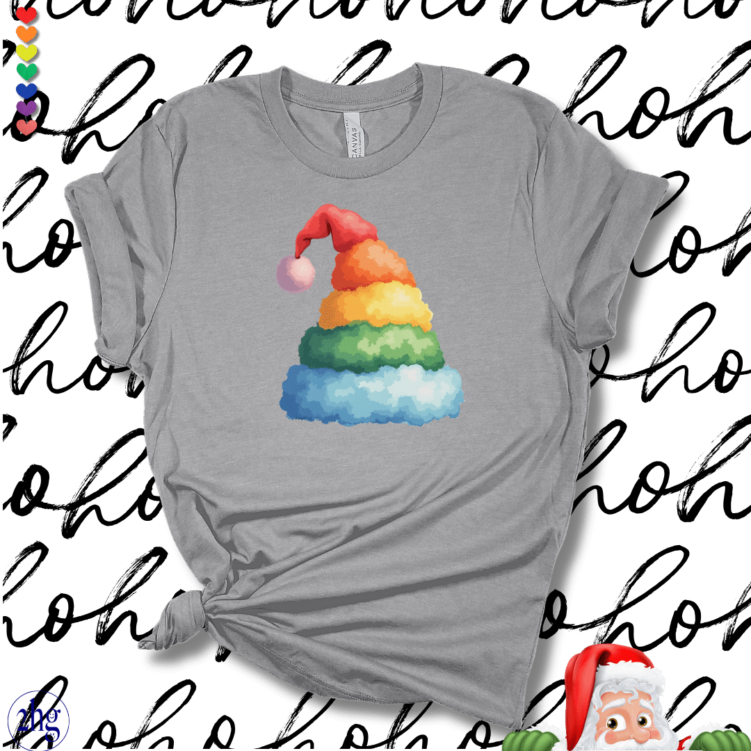 Printify T-Shirt Athletic Heather / S Rainbow Santa Hat