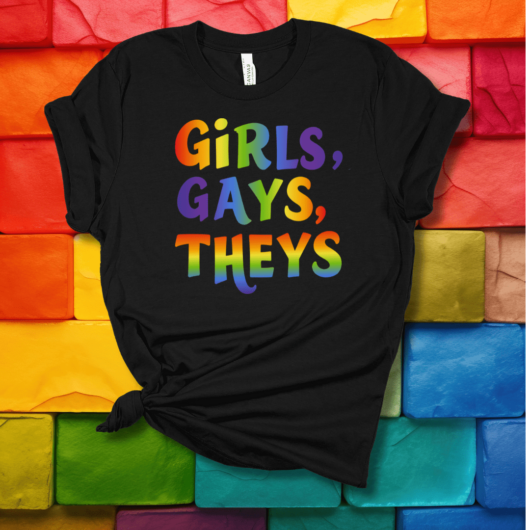 Printify T-Shirt Black Heather / S Girls, Gays, Theys