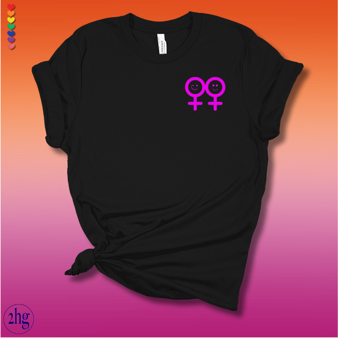 Printify T-Shirt Black Heather / S Lesbian Gender Pink Pocket Symbol