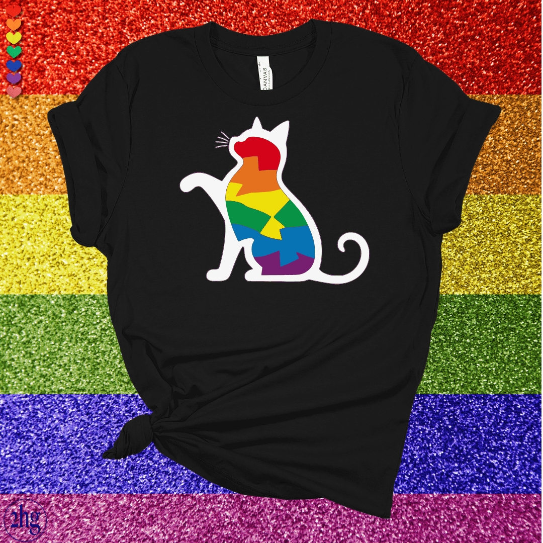 Printify T-Shirt Black Heather / S Pride Cat