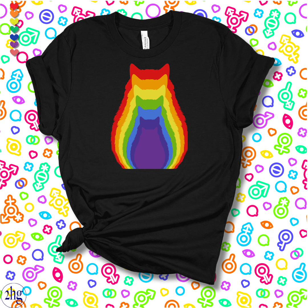 Printify T-Shirt Black Heather / S Rainbow Cats