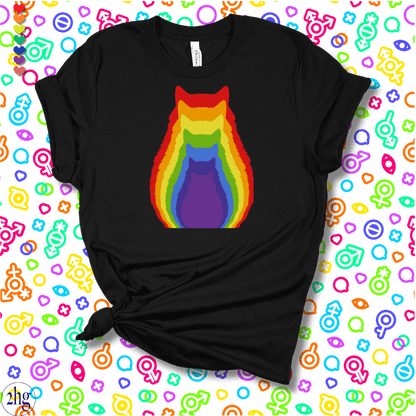 Printify T-Shirt Black Heather / S Rainbow Cats