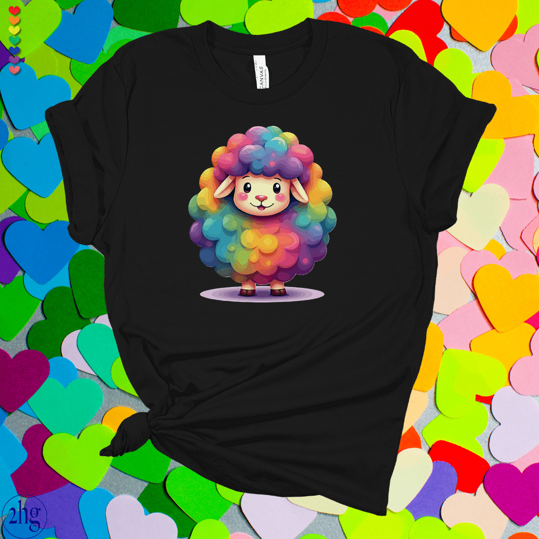 Printify T-Shirt Black Heather / S Rainbow Sheep