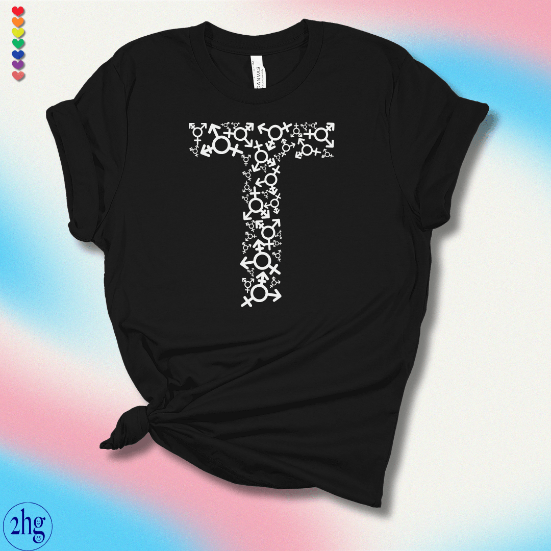 Printify T-Shirt Black Heather / S T is for Transgender