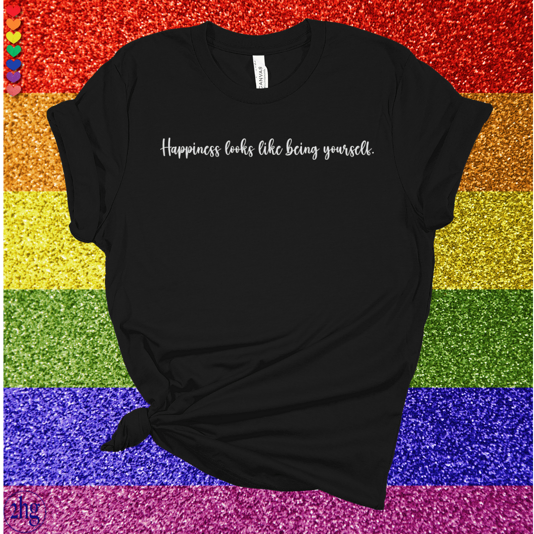 Printify T-Shirt Black / S Happiness looks like being yourself.