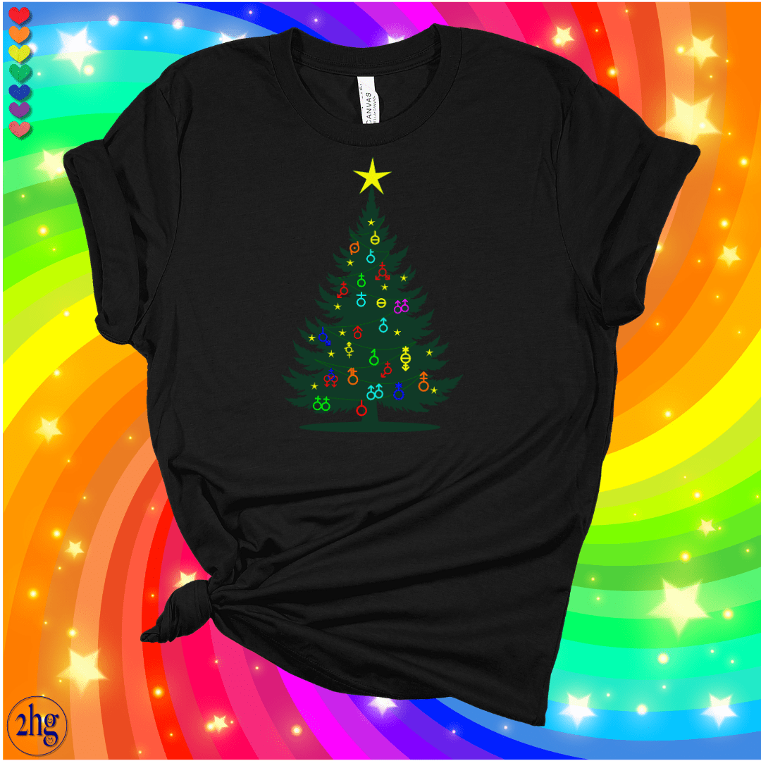 Printify T-Shirt Black / S Merry Christmas to ALL! Gender Symbol Ornaments Christmas Tree