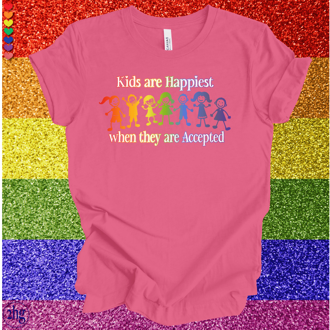 Printify T-Shirt Charity Pink / S Kids are Happiest when they are Accepted