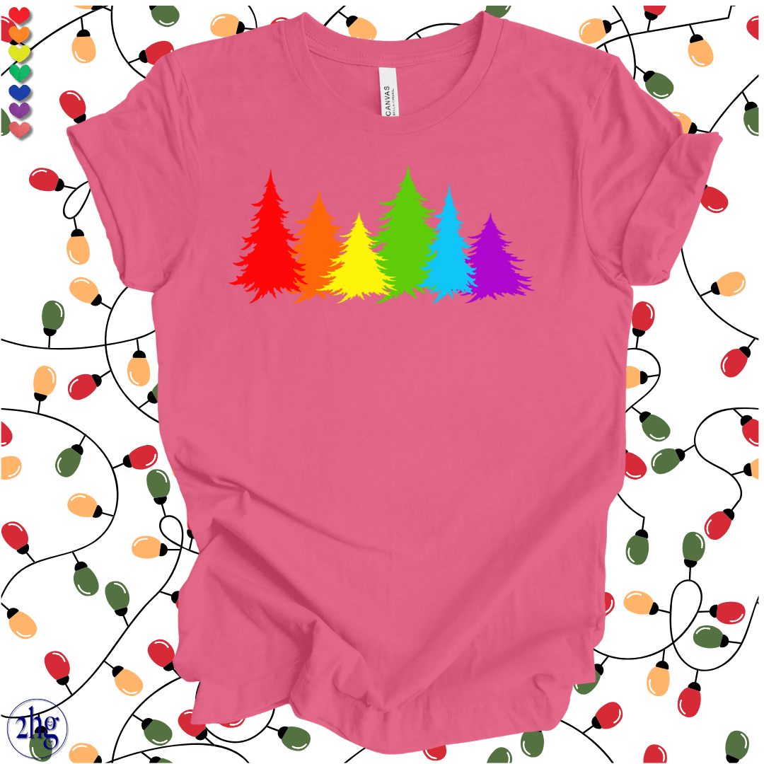 Printify T-Shirt Charity Pink / S Rainbow Christmas Trees