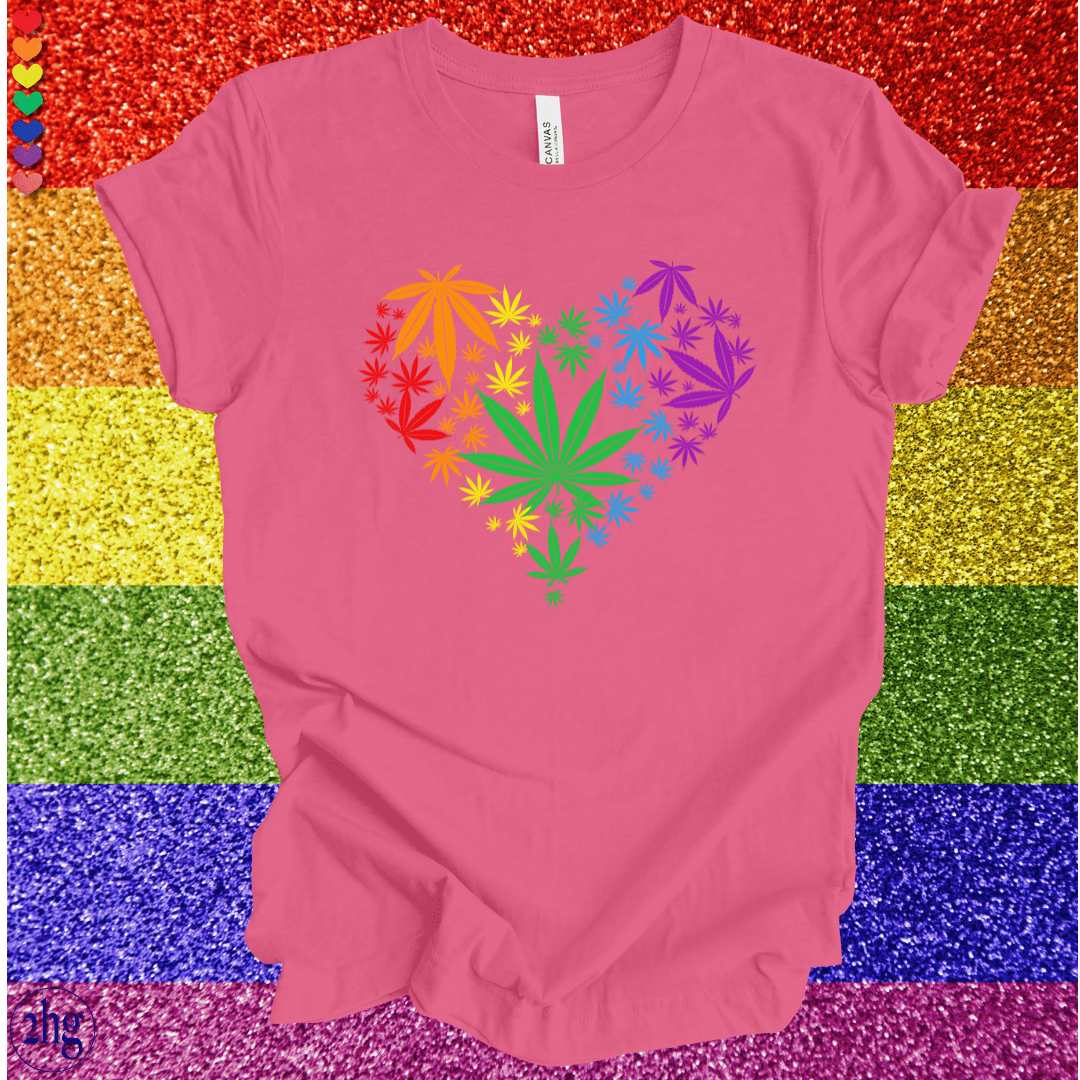 Printify T-Shirt Charity Pink / S Weed Rainbow Heart