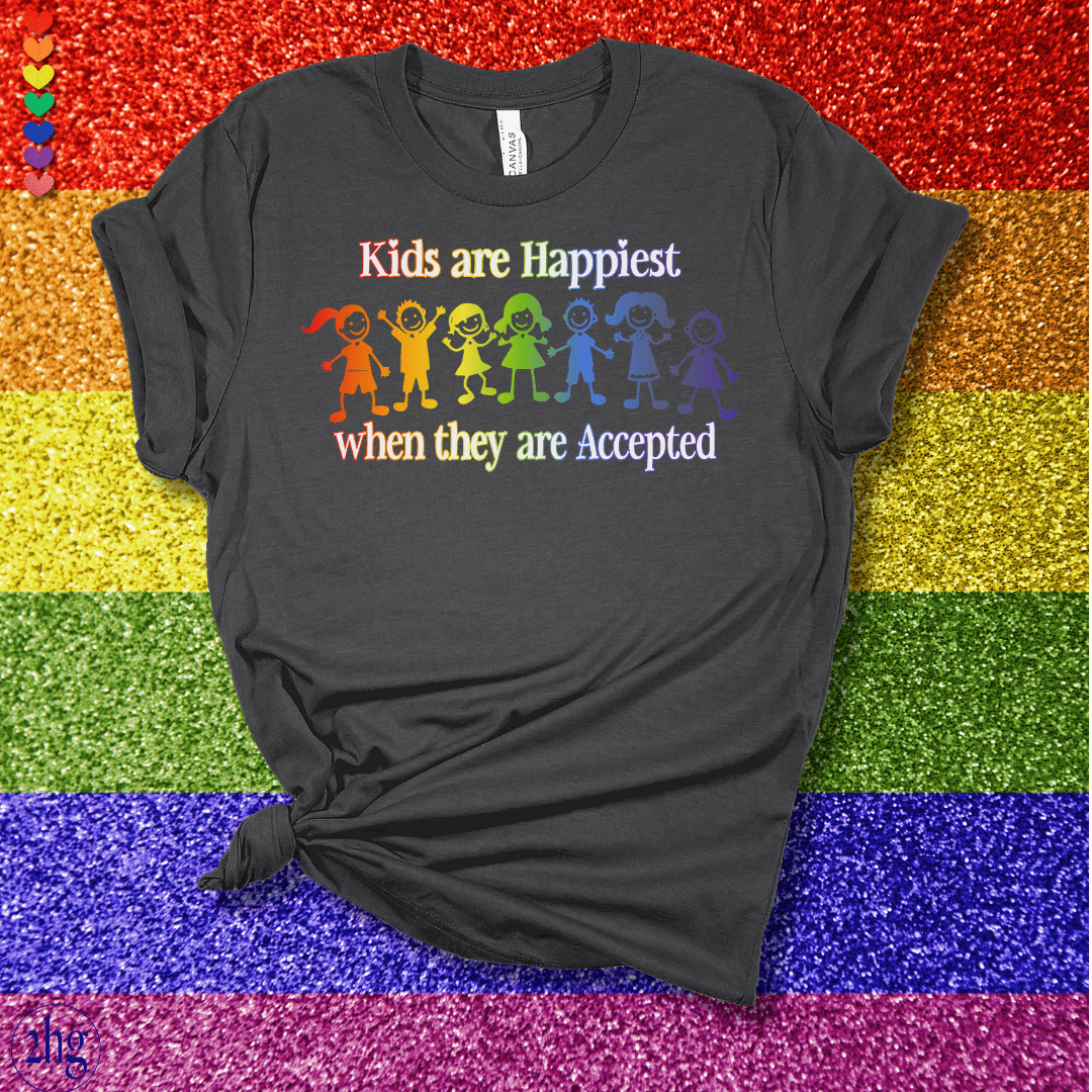 Printify T-Shirt Dark Grey Heather / S Kids are Happiest when they are Accepted