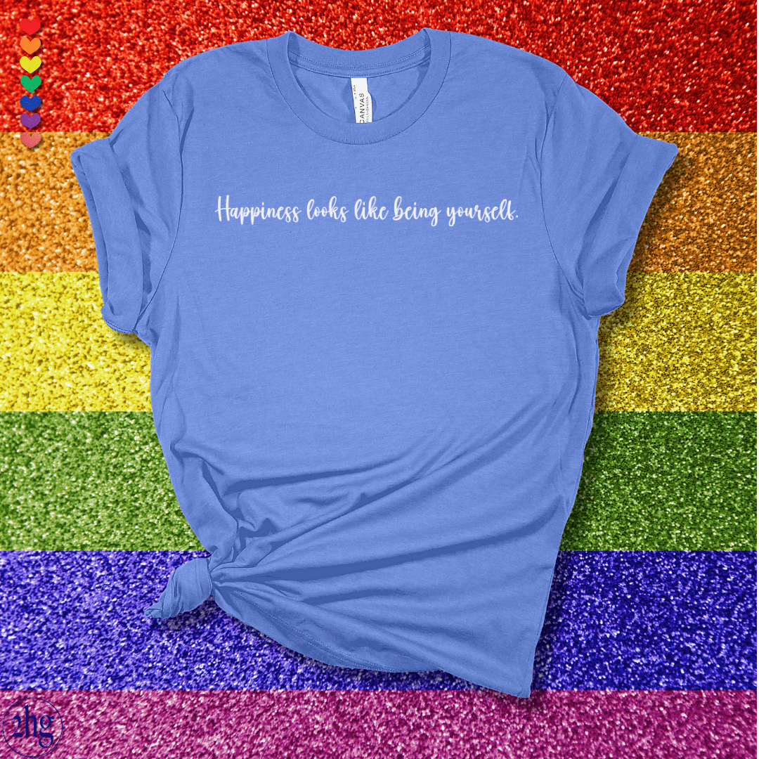 Printify T-Shirt Heather Columbia Blue / S Happiness looks like being yourself.