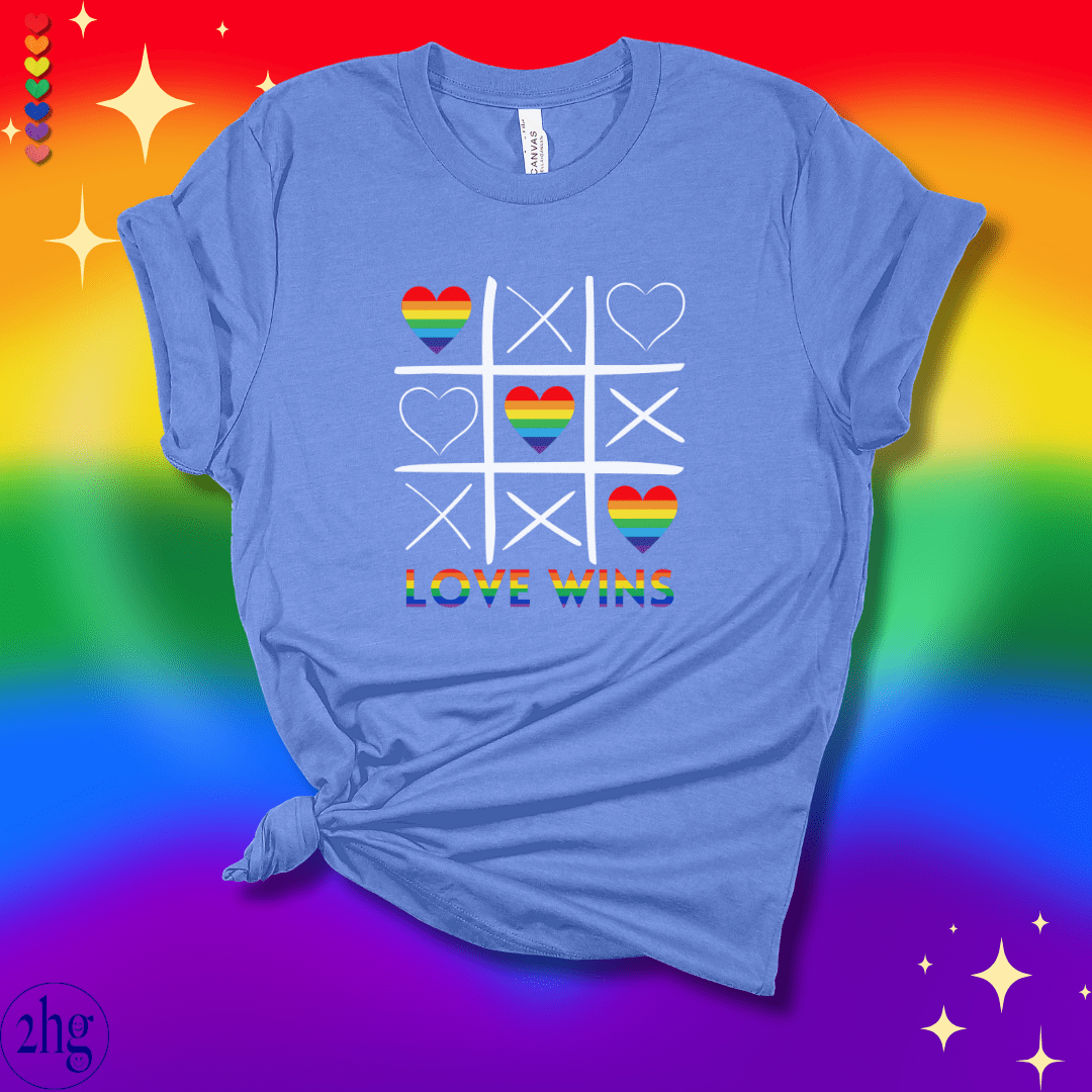 Printify T-Shirt Heather Columbia Blue / S Love Wins Tic Tac Toe