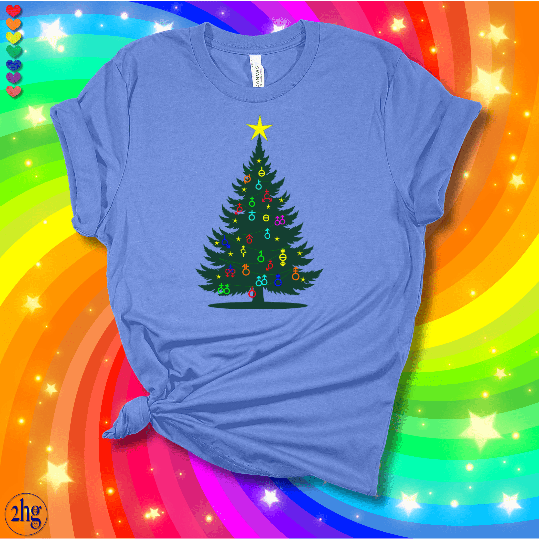 Printify T-Shirt Heather Columbia Blue / S Merry Christmas to ALL! Gender Symbol Ornaments Christmas Tree