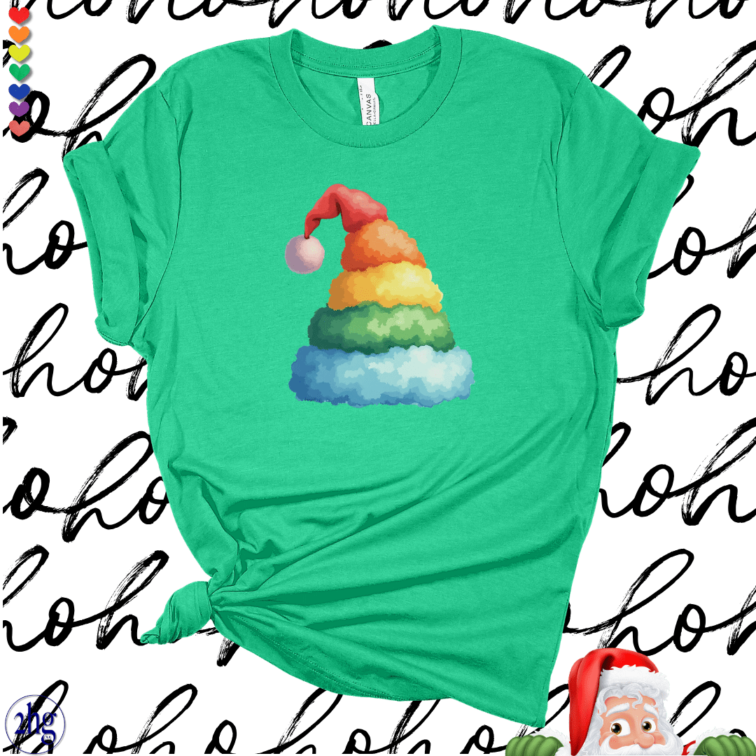 Printify T-Shirt Heather Kelly / S Rainbow Santa Hat