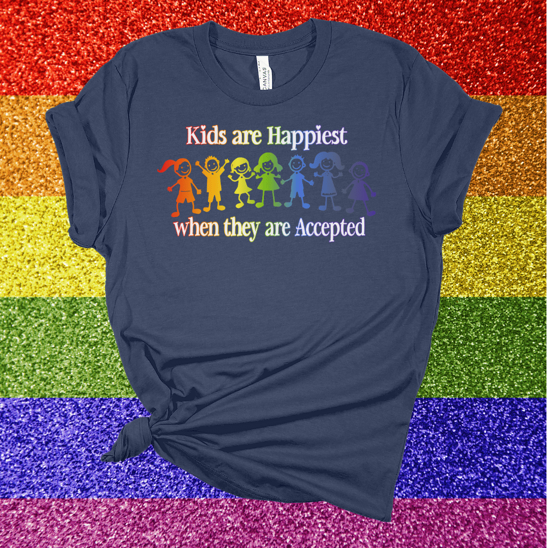 Printify T-Shirt Heather Navy / S Kids are Happiest when they are Accepted