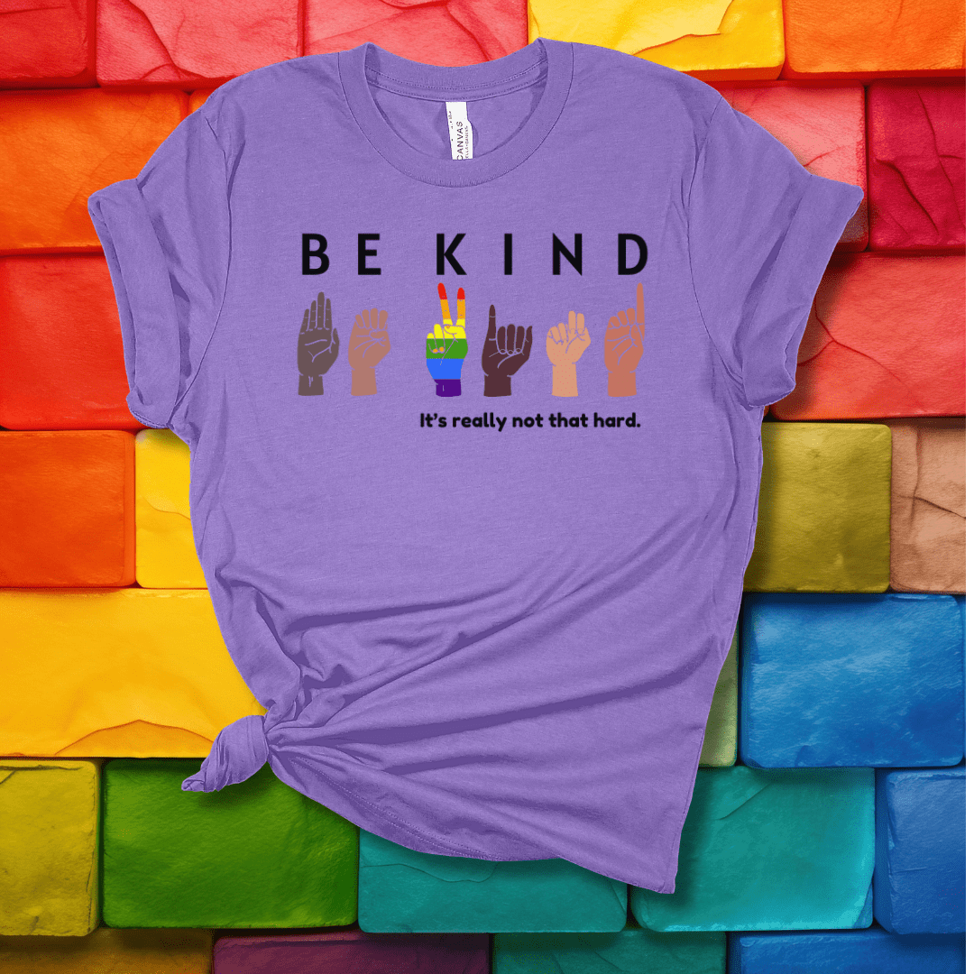 Printify T-Shirt Heather Team Purple / S BE KIND...it's really not that hard