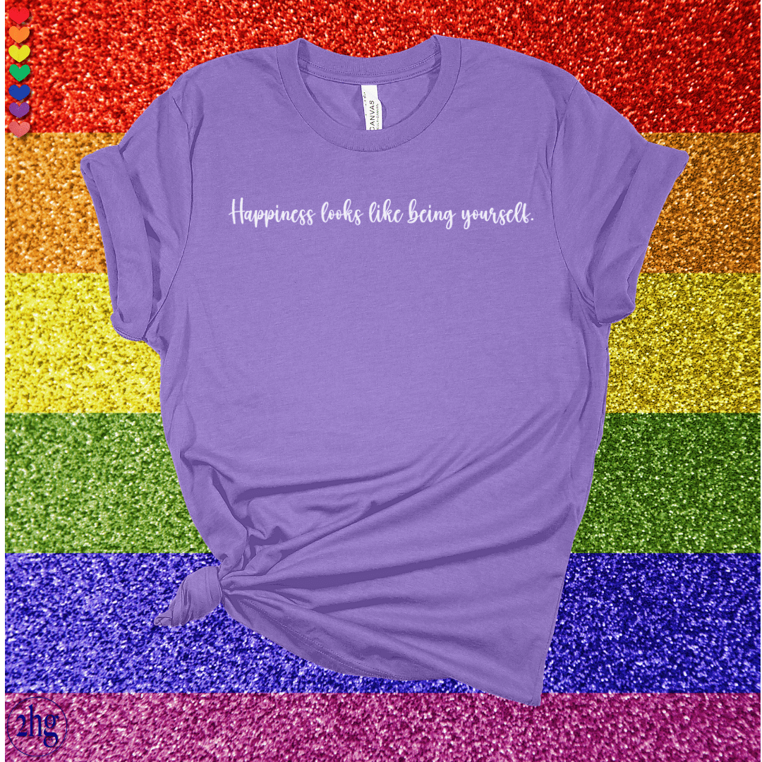 Printify T-Shirt Heather Team Purple / S Happiness looks like being yourself.