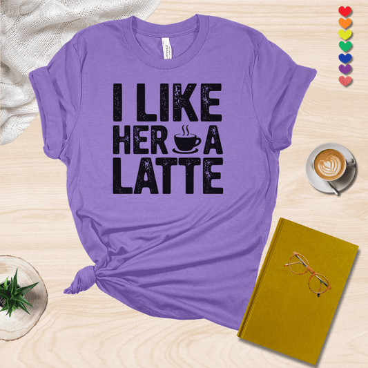 Printify T-Shirt Heather Team Purple / S I like her a latte