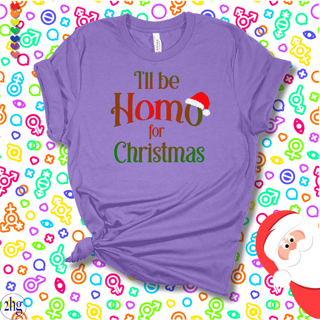 Printify T-Shirt Heather Team Purple / S I'll be Homo for Christmas