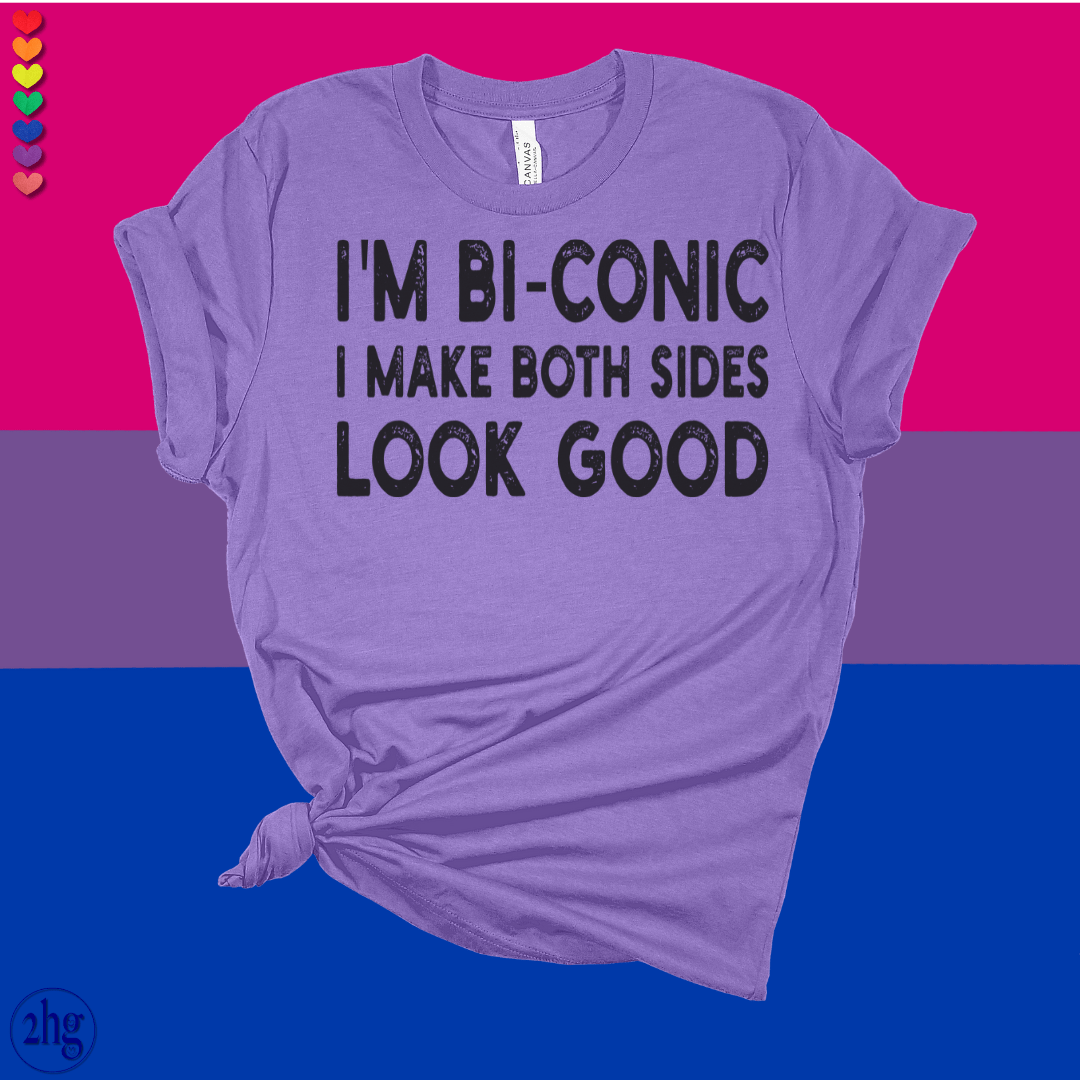 Printify T-Shirt Heather Team Purple / S I'm Bi-conic, I make both sides look good.