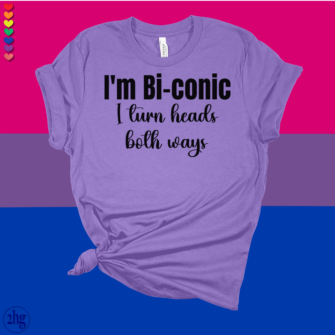 Printify T-Shirt Heather Team Purple / S I'm Bi-conic, I turn heads both ways