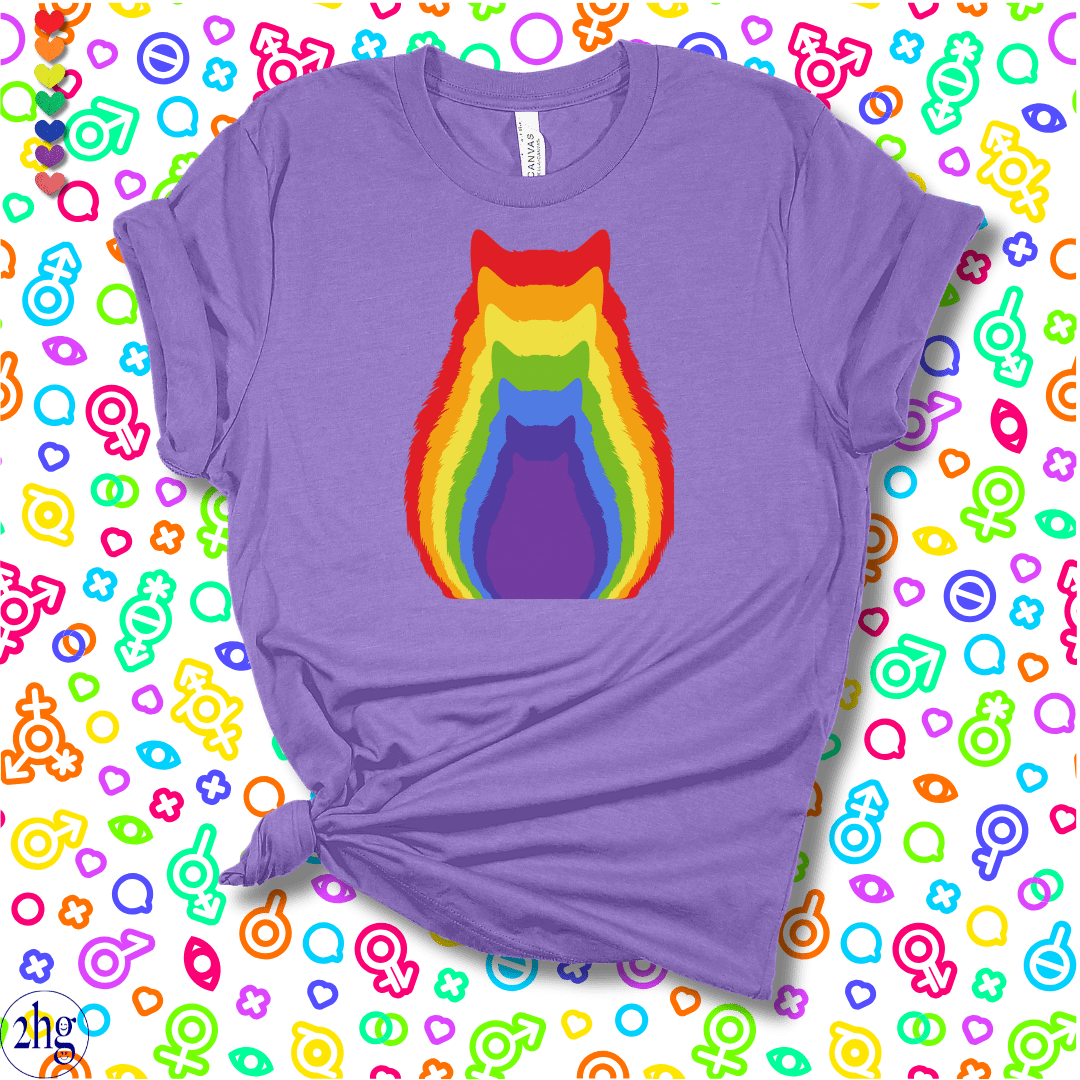 Printify T-Shirt Heather Team Purple / S Rainbow Cats