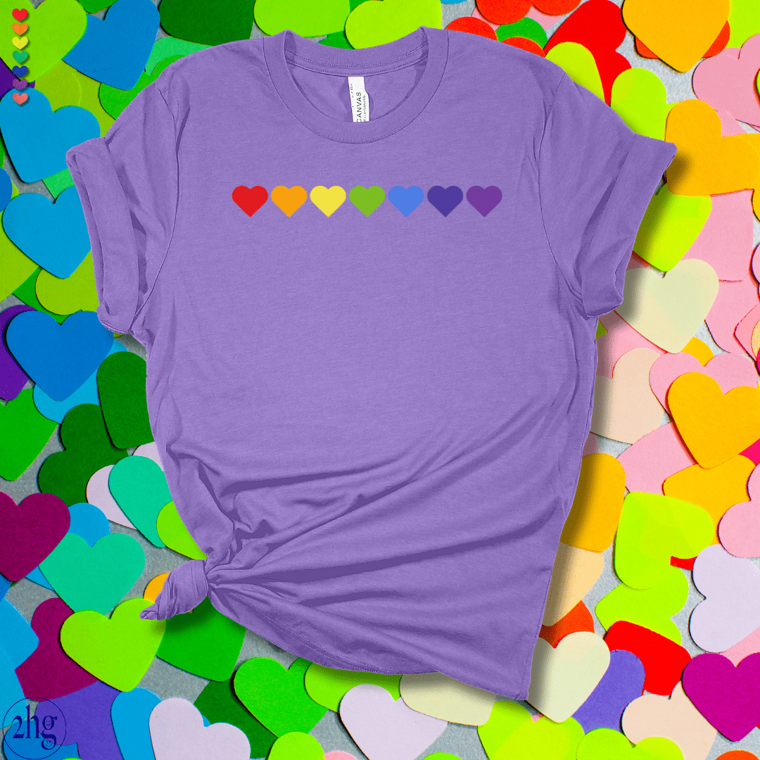 Printify T-Shirt Heather Team Purple / S Rainbow Hearts