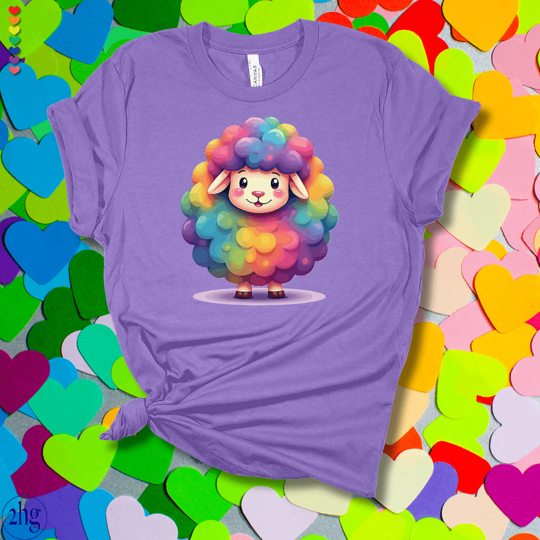 Printify T-Shirt Heather Team Purple / S Rainbow Sheep