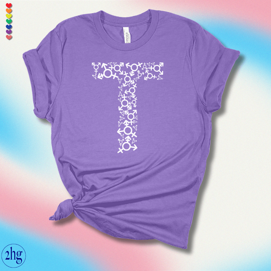 Printify T-Shirt Heather Team Purple / S T is for Transgender