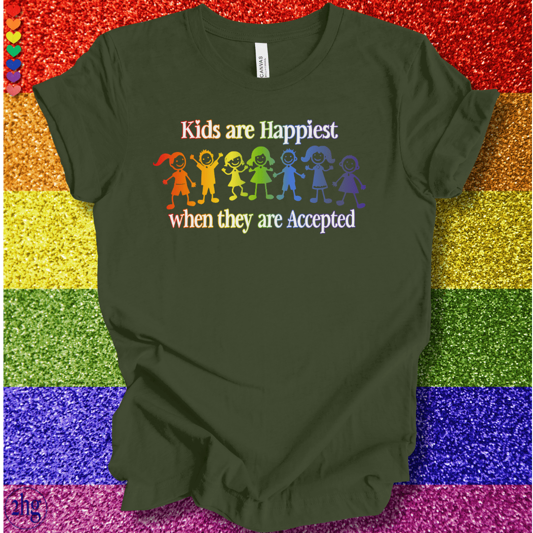 Printify T-Shirt Military Green / S Kids are Happiest when they are Accepted