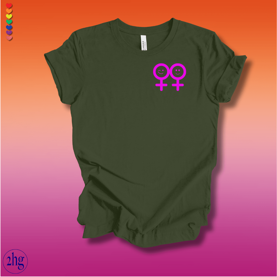 Printify T-Shirt Military Green / S Lesbian Gender Pink Pocket Symbol