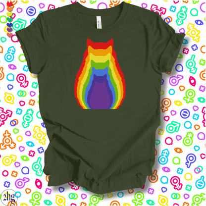 Printify T-Shirt Military Green / S Rainbow Cats