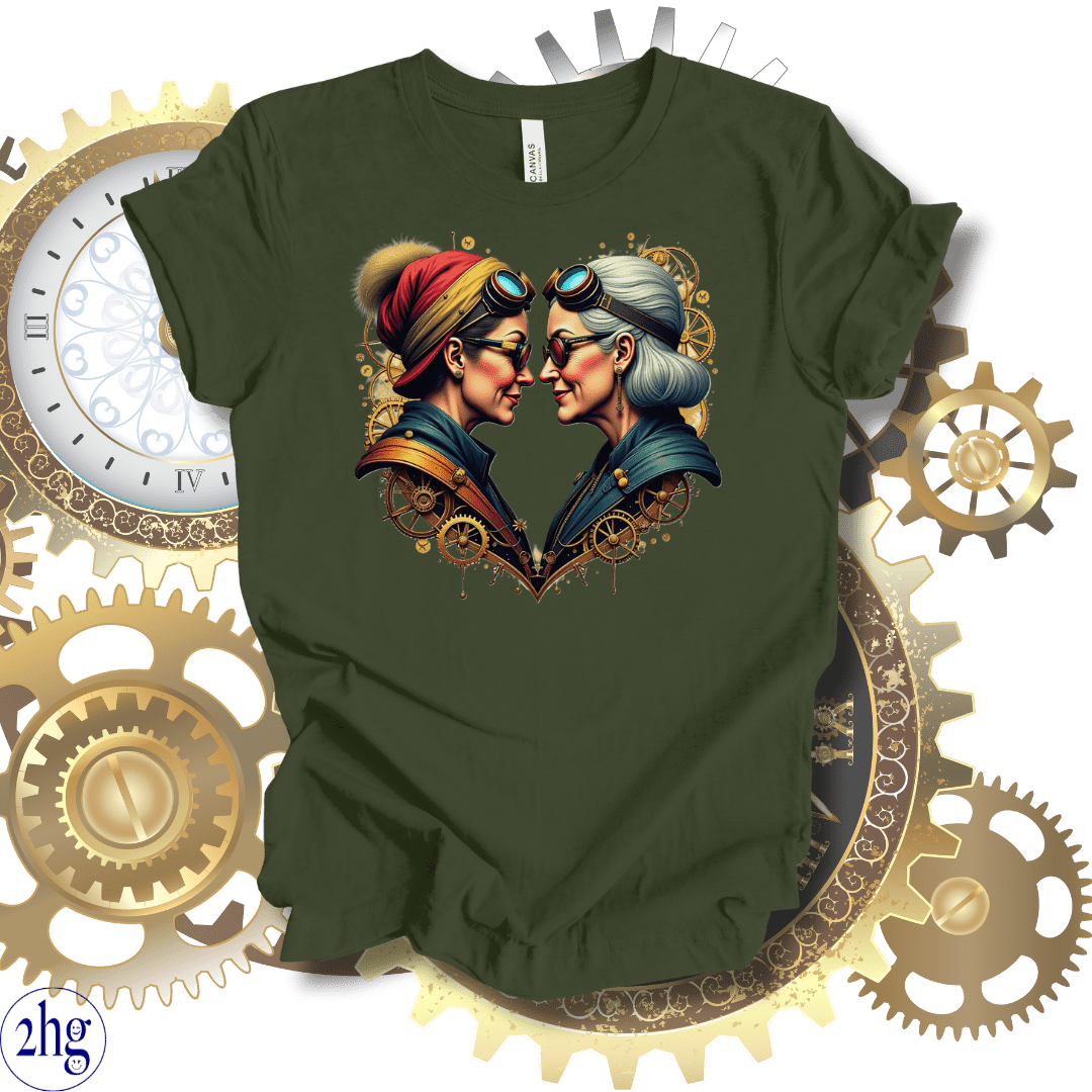 Printify T-Shirt Military Green / S Steampunk Mature Love