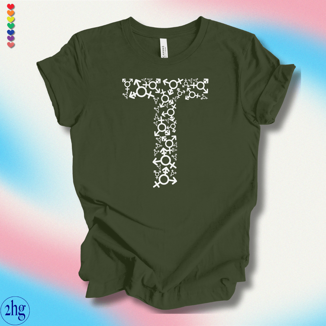 Printify T-Shirt Military Green / S T is for Transgender