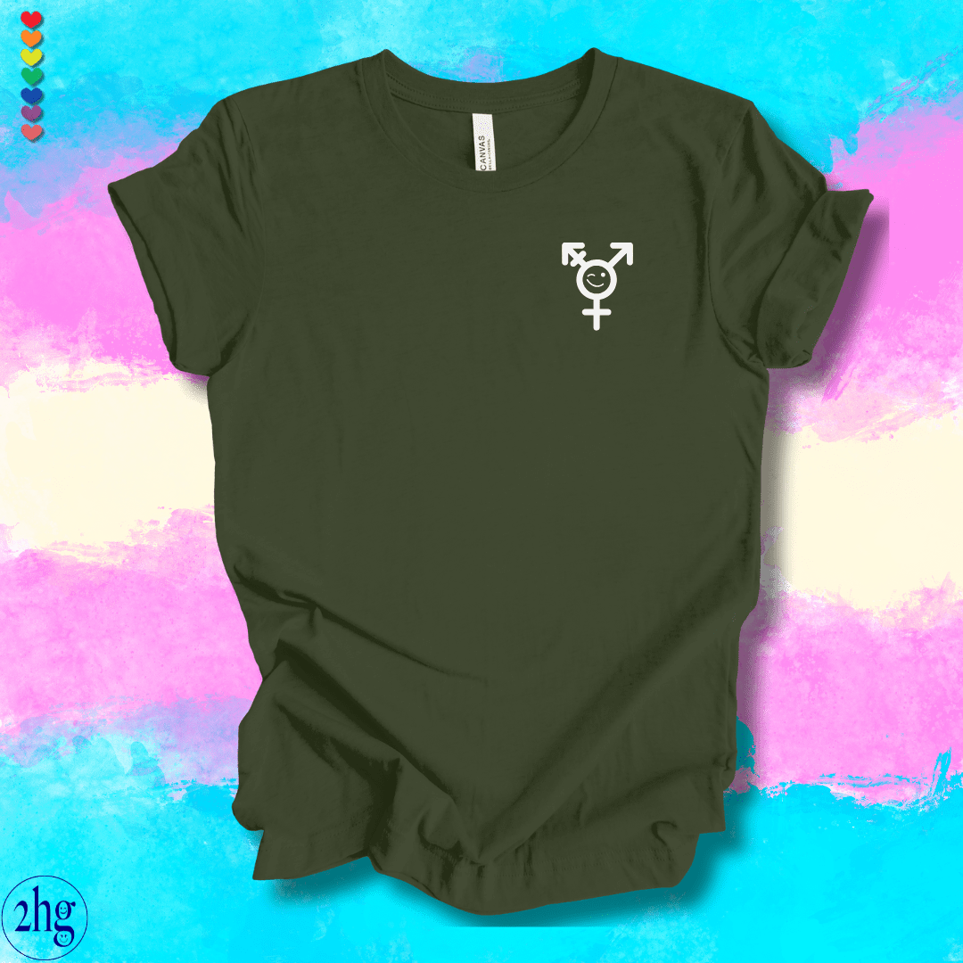 Printify T-Shirt Military Green / S Transgender Winking Pocket Symbol