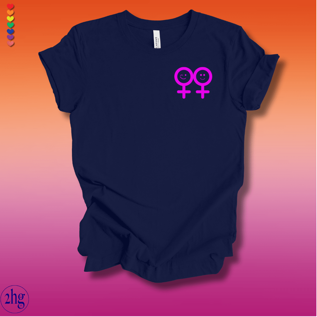 Printify T-Shirt Navy / S Lesbian Gender Pink Pocket Symbol