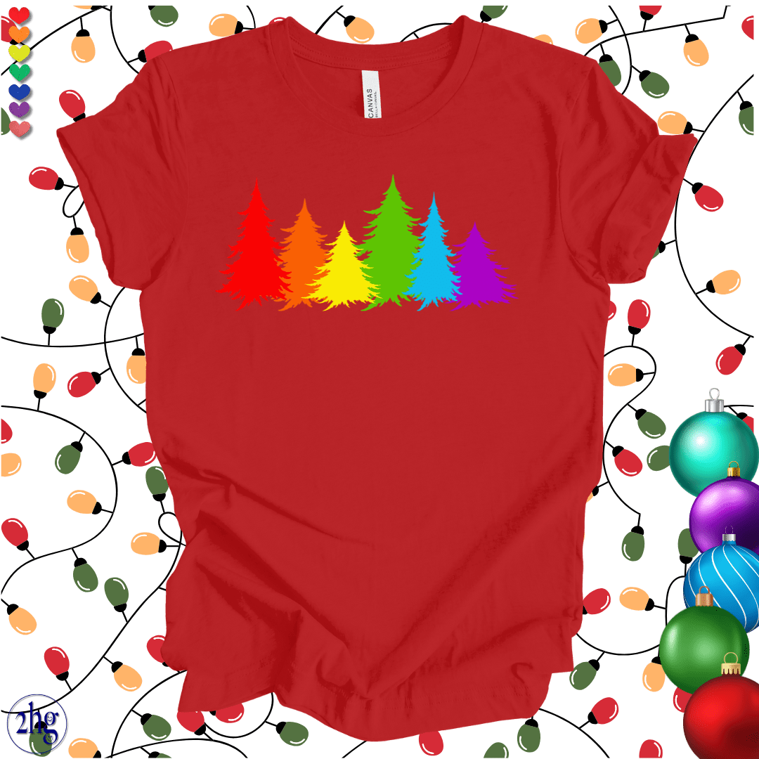 Printify T-Shirt Rainbow Christmas Trees