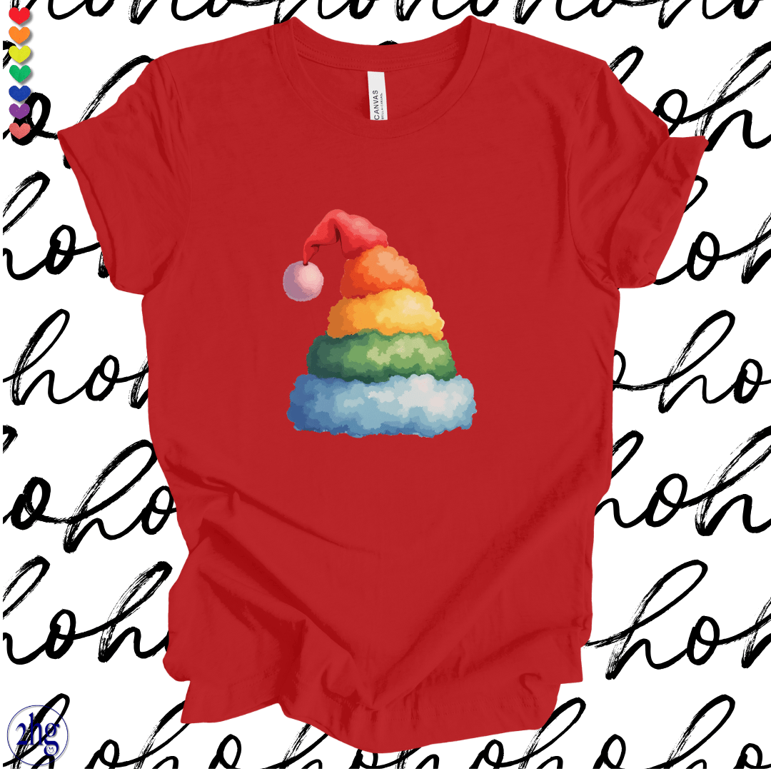 Printify T-Shirt Red / S Rainbow Santa Hat