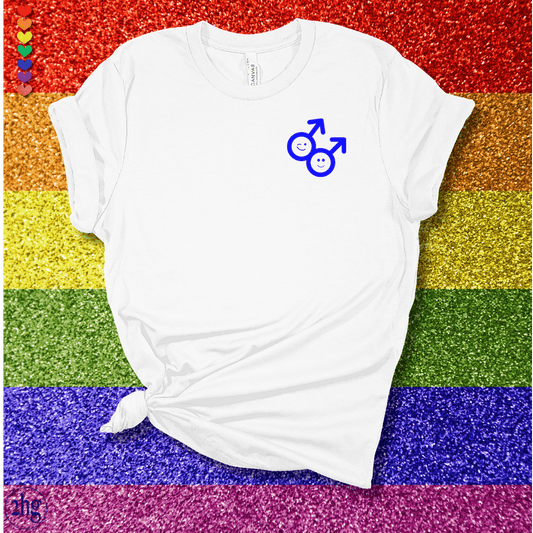 Printify T-Shirt White / S Gay Couple Gender Pocket Symbol