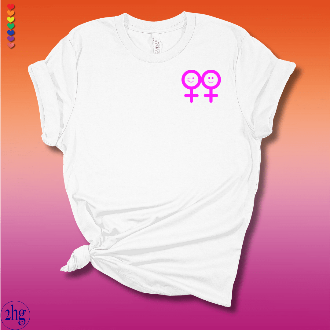 Printify T-Shirt White / S Lesbian Gender Pink Pocket Symbol