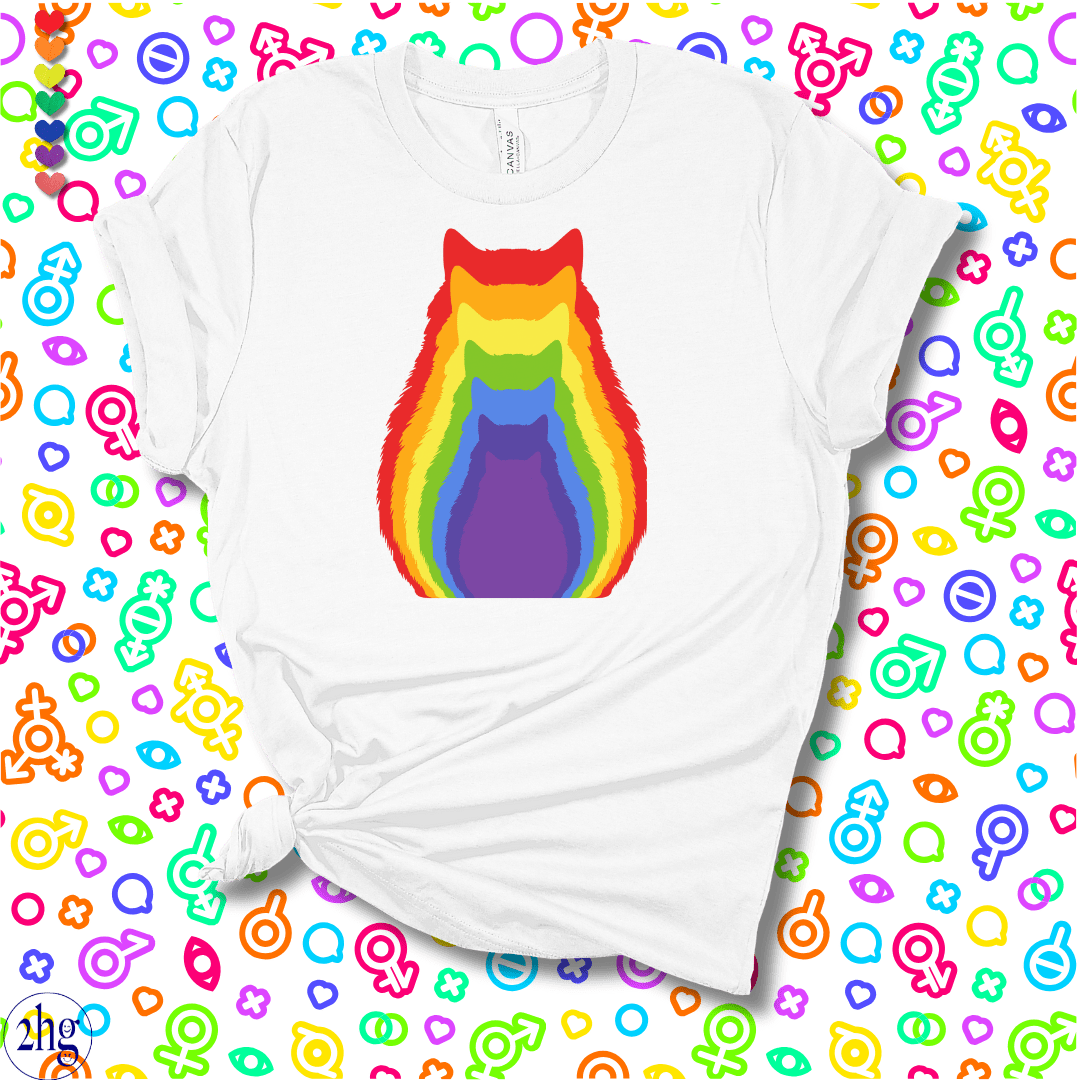 Printify T-Shirt White / S Rainbow Cats