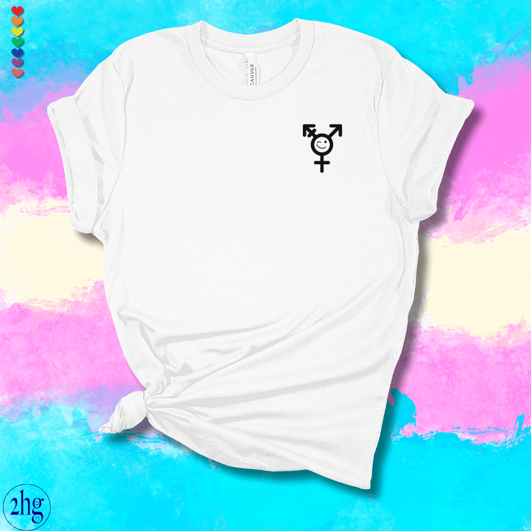 Printify T-Shirt White / S Transgender Winking Pocket Symbol