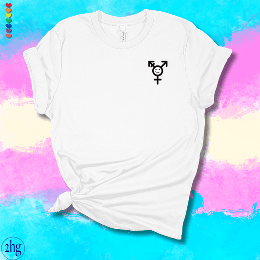 Printify T-Shirt White / S Transgender Winking Pocket Symbol